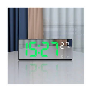 Ses Kontrolü Ayna çalar saat Dijital Sıcaklık Çift Alarm Erteleme Masaüstü Masa Saati Gece Modu 12 / 24H (Çok Renkli)
