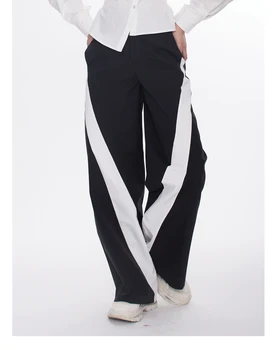 27-46 Yeni 2023 Erkek Kadın Giyim Niş Spiral Kesim Renk Eşleştirme Geniş Bacak Alevlendi Pantolon Pantolon Severler Artı Boyutu Kostümleri