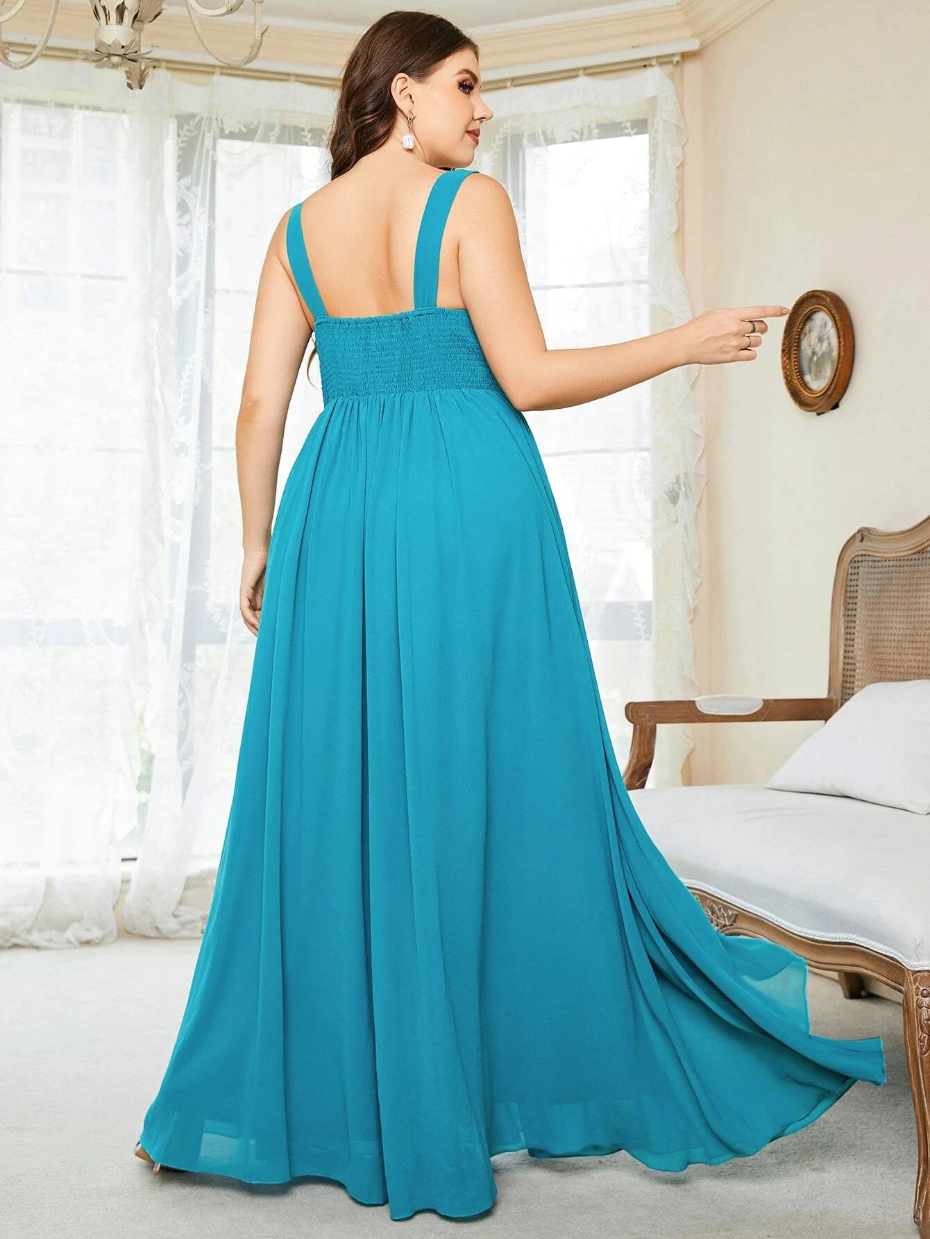 Kadın Artı Boyutu gelinlik modelleri Düğün Zarif Dantel Rhinestones Aplike Parti Elbiseler Büyük Boy Bayan şifon gece elbisesi - 3