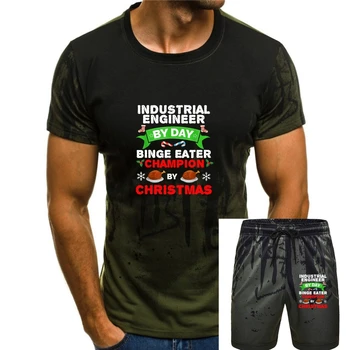 Tatil Hediye T-Shirt-erkek Yiyen Noel Noel T-Shirt - Siyah Endüstri Mühendisi Tıkınırcasına