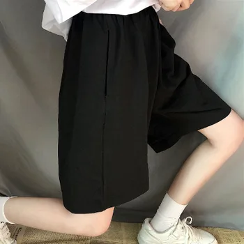 Yaz Kadın Diz boyu Gevşek Kore Harajuku Geniş bacak Şort Yeni Moda Öğrencileri Unisex Y2k Tüm Maç Ulzzang Şık Yeni Şort