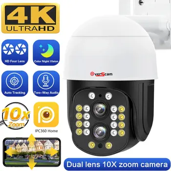 4K 8MP Wifi IP Kamera Açık Kablosuz Güvenlik Gözetim Kamera AI İnsan İzleme İki Yönlü Ses Gece Renkli 10X Zoom Kamera