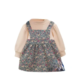 İlkbahar Sonbahar Moda Bebek Kız Giysileri Çocuk Sevimli Baskılı Uzun Kollu Elbise Toddler Rahat Kostüm Bebek Çocuk Spor
