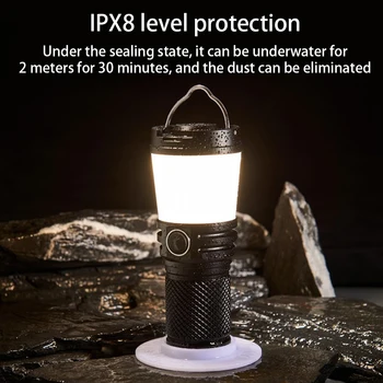 Yürüyüş Seyahat Taşınabilir Mini el feneri Gece Balıkçılık IPX8 Su Geçirmez El Feneri Şarj Edilebilir Tip-c Şarj Projektör