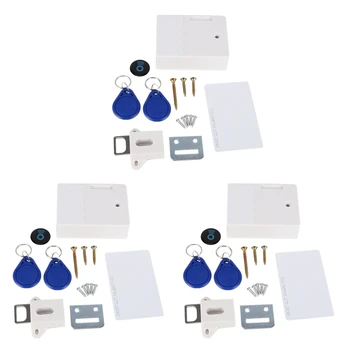 3X RFID Elektronik Dolap Kilidi DIY Ahşap Çekmece Dolabı, Kullanıma Hazır ve Programlanabilir (Beyaz)