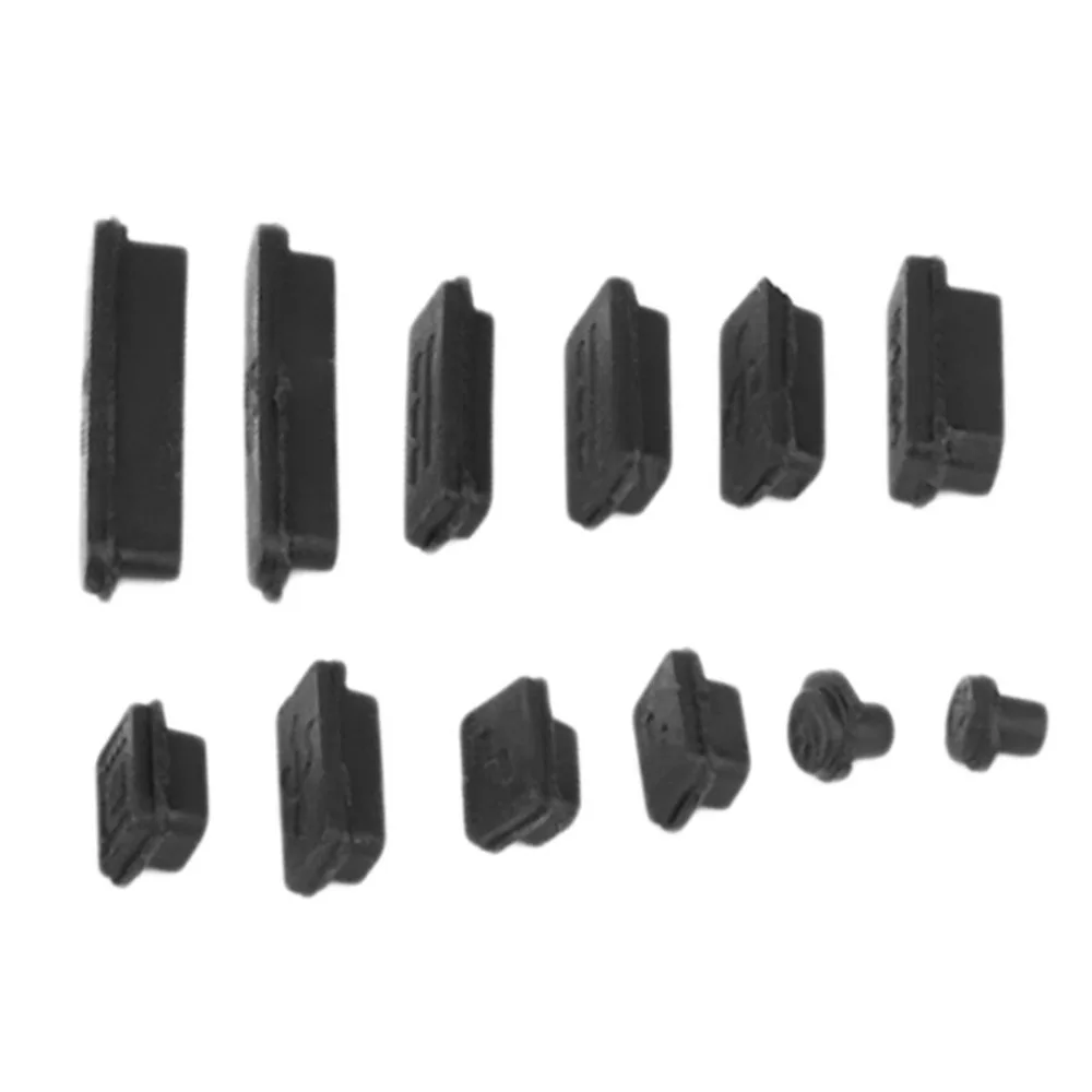 12 adet siyah Silikon Anti Toz Tak Kapak Stoper Dizüstü toz fişi dizüstü toz geçirmez usb toz fişi Bilgisayar Aksesuarları - 1