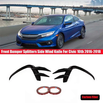 2 Adet Araba Ön Tampon Ayırıcılar Yan Rüzgar Bıçak Sis Lambası Kaş Honda Civic 10th 2016-2018