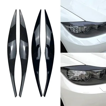 2 Adet BMW Araba Far Kaşları Göz Kapağı Trim Aksesuarları BMW 3 Serisi İçin E90 E91 2005-2011 Karbon Fiber / Siyah