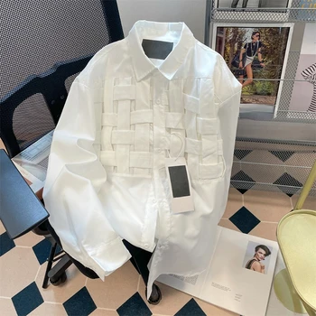 Blusas Mujer De Moda Japon Vintage Beyaz Gömlek Kadın Casual Tops Gevşek Bahar Ekose Gömlek Bayan Bluz Vahşi Gömlek Kadınlar için