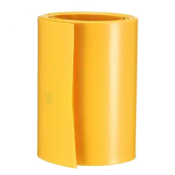 uxcell Pil sarma PVC ısı Shrink boru 65mm düz genişlik AA güç kaynakları için 2 Metre uzunluk sarı