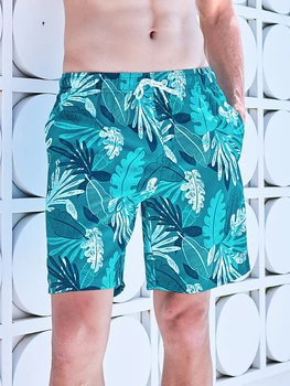 Erkek Beachwear Çabuk Kuruyan Baggy Erkek Mayo Jogger Şort Bitkiler Çiçekler GMA2326