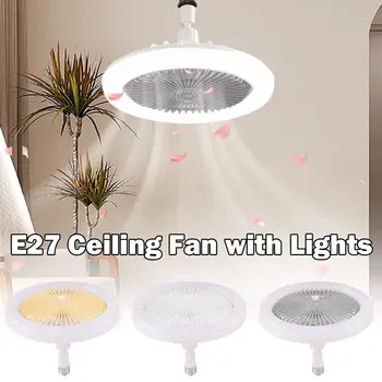 E27 LED tavan vantilatörü lamba 3 Vitesli Hızlı Soğutma Fanı Uzaktan Kumanda fanı ışık kısılabilir tavan lambası Elektrikli Fan Vantilatör lambası