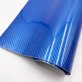 600cm X 50cm Parlak 6D mavi karbon elyaflı vinil film karbon fiber araba sarma sac rulo film aracı Araba sticker Çıkartması