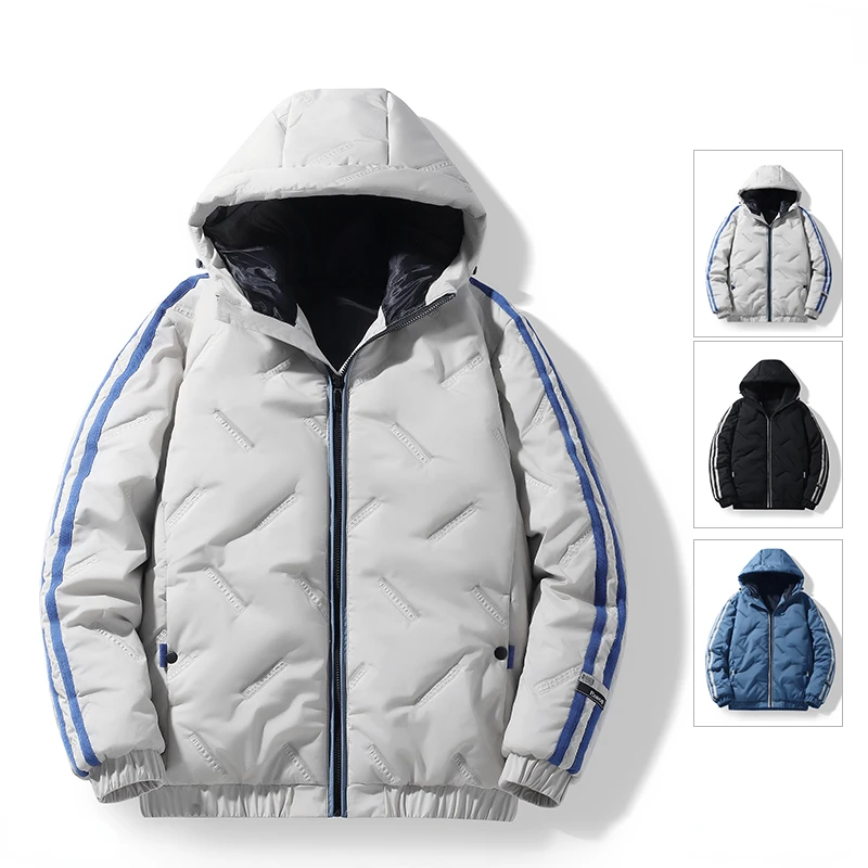 Erkek Parkas Ceketler Katı Klasik Kış Kapşonlu Rahat Gençlik Dış Giyim Uzun Kollu Kalın Sıcak erkek Ceket - 2