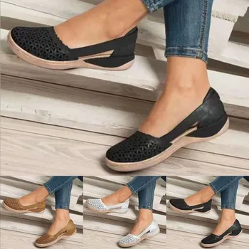 Nefes Eğlence Sandalet Açık Kalın Taban Ayakkabı Moda Kadın Aşınmaya Dayanıklı Sandalet Vintage Rahat Ayakkabı Oymak