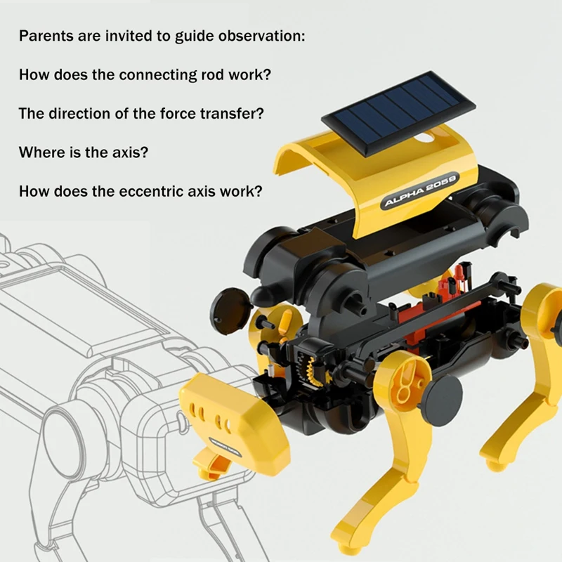 Güneş Enerjili Elektrikli Mekanik Köpek Robot Bilim Teknoloji Eğitim Dıy Montaj Oyuncaklar Çocuklar Hediyeler Aile Aktiviteleri - 3
