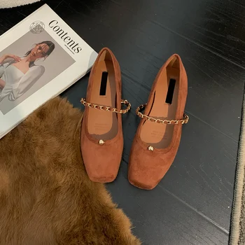 2023 Bahar Yeni Marka Kadın düz ayakkabı Moda Zinciri Sığ Bale Daireler Üzerinde Kayma Rahat Balerin Yumuşak loafer ayakkabılar