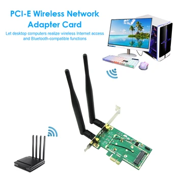 Mini PCI Express Masaüstü PCIe Adaptör Kartı Kablosuz Ağ Kartı WiFi Bluetooth Dönüştürücü 2 Anten Kablosuz Ağ Kartı