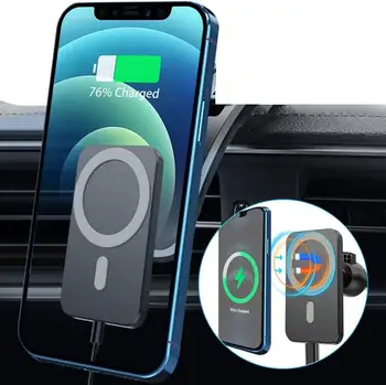 Manyetik Kablosuz Araç Şarj Dağı iPhone MacSafe 14 13 12 Pro Max Hızlı Şarj Havalandırma Telefon Tutucu