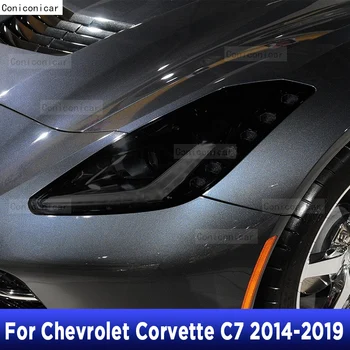 2 Adet Araba Far koruyucu film Vinil Şeffaf Siyah TPU Sticker Chevrolet Corvette İçin C7 2014-2019 Aksesuarları Kapak