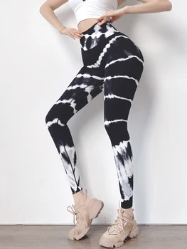 Yüksek Bel Kalça kaldırma Yoga Tayt kadın Çabuk kuruyan Spor Yeni Push Up Tayt Şeftali Kalça fitness pantolonları Kravat boya