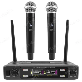 Anrayo El Karaoke Mikrofon UHF Kablosuz Mikrofon Sistemi Çift Kanallı Kayıt Stüdyosu Parti Sahne Performansı