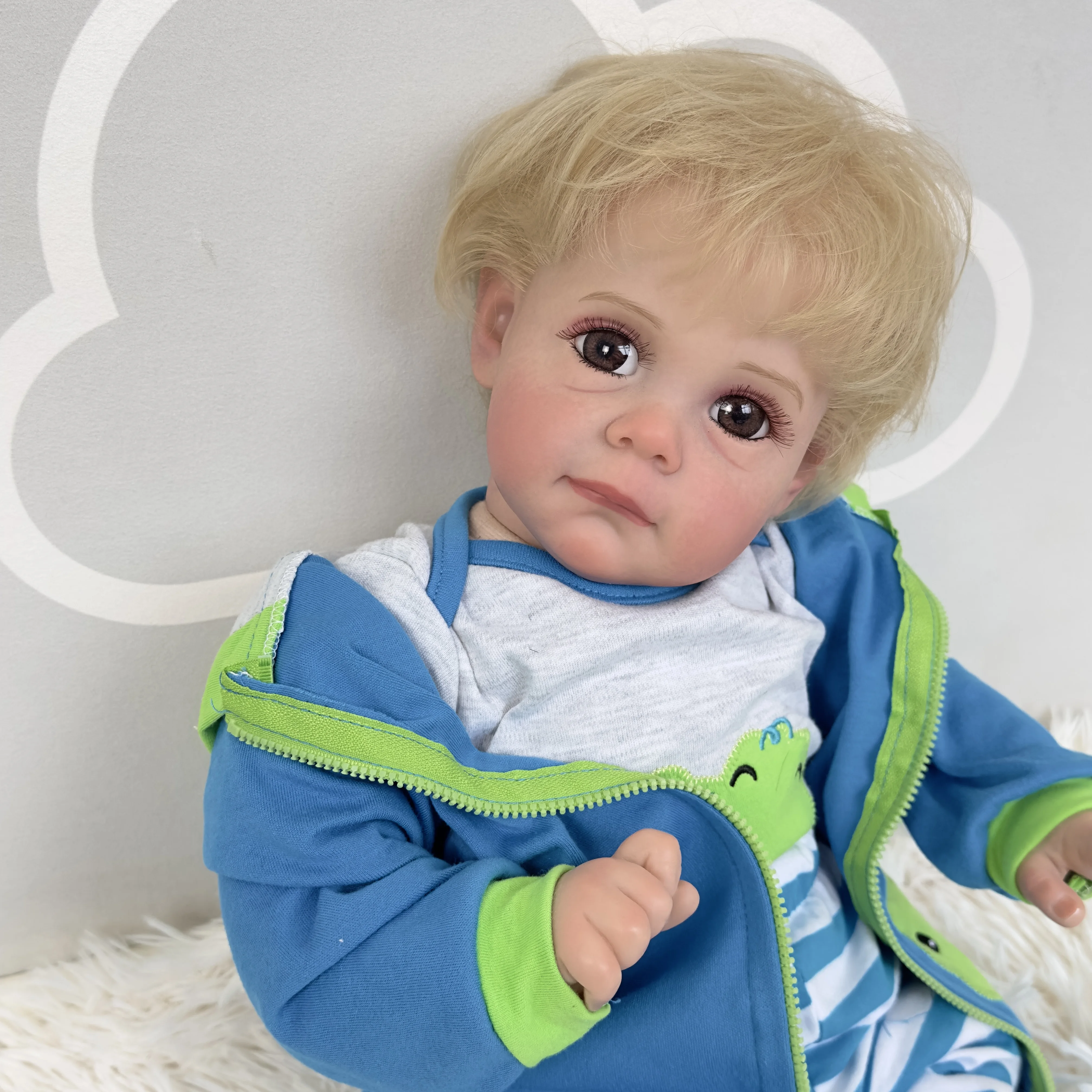 FBBD 60CM Tamamlanmış Bebek Resim Yeniden Doğmuş Bebek Yürümeye Başlayan Çocuk El Boya Bebek Genesis Boya Yüksek Kaliteli 3D cilt Bebek - 4