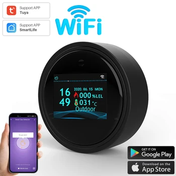 Wifi Doğal Gaz Sensörü Tuya Akıllı Alarm gaz kaçağı dedektörü Yangın Güvenlik Dijital LCD Sıcaklık Göstergesi Ev Mutfak için