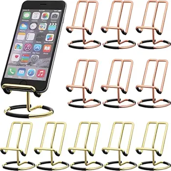 12 Adet Metal cep telefon standı Masa telefon standı Tutucu Gül Altın Masa Aksesuarları Sevimli Cep telefon braketi ev Masaüstü için