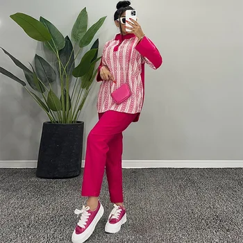 Kadın 2023 Sonbahar Yeni Ürün Rahat ve Rahat Tasarım Uzun Kollu Gömlek Moda Düz Bacak pantolon seti