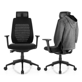 Gymax Yüksek Geri Döner Yönetici Koltuğu ergonomik fileli ofis koltuğu w / 3D Kol Dayama