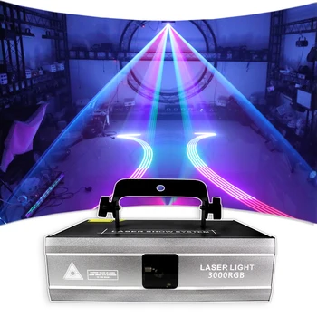 3W ILDA 3D tarama sahne lazer ışığı düğün Parti meslek güçlü ışın DMX Aydınlatma Kulübü DJ Disko animasyon Güçlü ışın lazer
