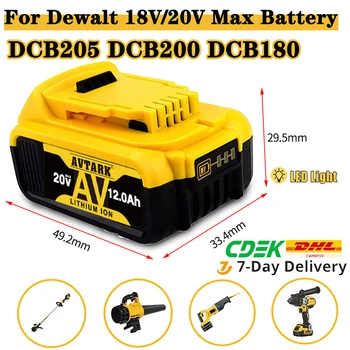 DeWalt DCB205 18 V / 20 V Max DCB204 Yedek lityum iyon batarya DCB206-2 DCB205 DCB180 DCB181 DCD985B DCD/DCF / DCG Serisi