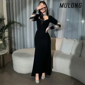 MULONG Siyah balo kıyafetleri 2023 Lüks Abiye Boncuk V Boyun Uzun balo kıyafetleri Kadınlar İçin Uzun Elbiseler Custom Made Yeni