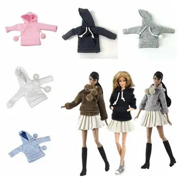 Moda 1/6 BJD oyuncak bebek giysileri Kış Uzun Kollu Üst Hoodies Kazak Etek Barbie bebek Aksesuarları Rahat Kıyafet Çocuk Oyuncak