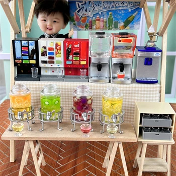 1 Takım Dollhouse Mini Meyve suyu kola makinesi depolama dolabı dıy İçecekler mutfak mobilyası Modeli Bebek Evi Minyatür Aksesuarları