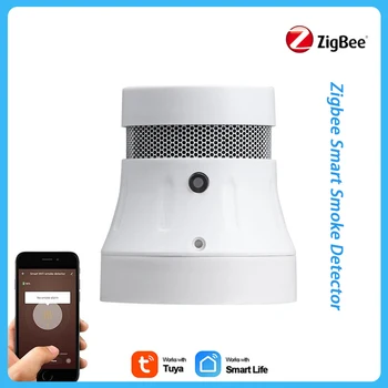 Tuya Zigbee Akıllı Duman Dedektörü Duman Güvenlik Alarm Sensörü Yatak Odası Mutfak İçin App Alarmı Uzaktan Bildirim