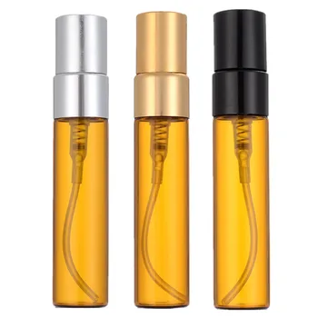 100 adet / grup 5ml Amber Cam Parfüm Şişesi Doldurulabilir Seyahat Boş Sprey Parfüm Atomizer Cam Örnek Şişeler