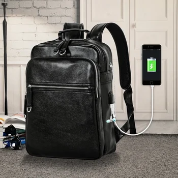 Yeni Yumuşak Deri erkek Sırt Çantası Yüksek Kaliteli Bilgisayar laptop çantası Erkek Büyük Kapasiteli seyahat sırt çantası Adam okul çantası Sırt Çantası