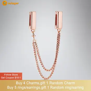 Volayer 925 Ayar Gümüş Boncuk Gül Güvenlik Zinciri Klip Charm fit Orijinal Pandora Yansıma Bilezikler Kadınlar Takı hediye için