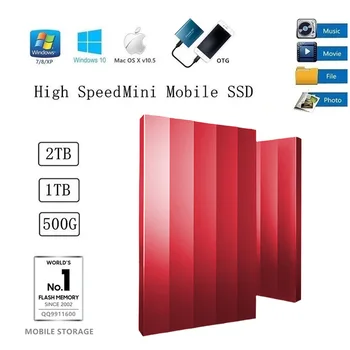 Taşınabilir SSD 1TB 2TB Yüksek hızlı Sürücü Tipi C Arayüzü Mini sabit disk Harici 500GB Mobil sabit disk Dizüstü Bilgisayarlar/masaüstü/telefonlar İçin