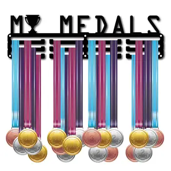 Benim Madalya Madalya Tutucu Askı Kupa vitrin rafı Çerçeve Ödülleri Duvara Monte Sağlam Siyah Çelik Metal 3 Satır Spor Koşucu için