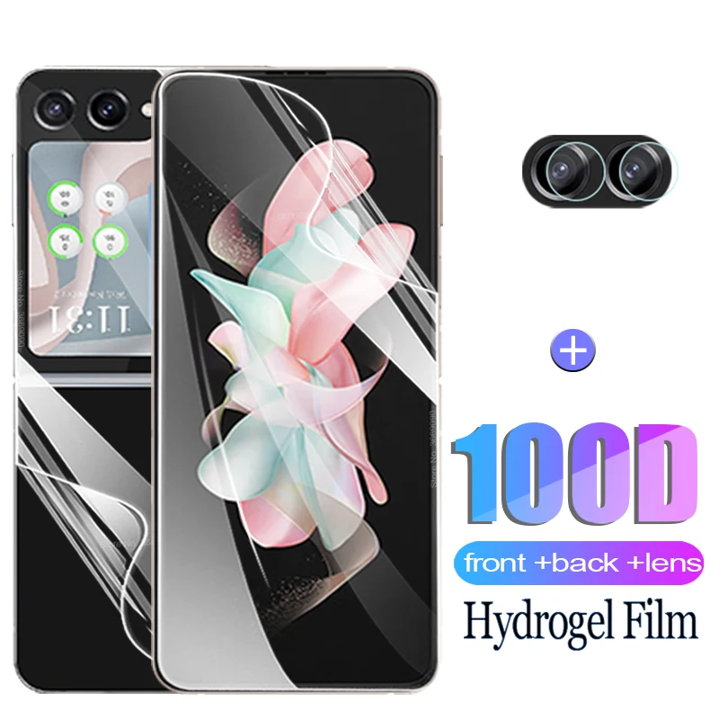 Ön Arka Hidrojel Film Samsung Galaxy Z Flip5 Ekran Koruyucu Film Samsung Z Flip 5 ZFlip5 Kamera Lens Koruyucu Cam - 0