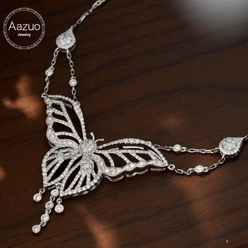 Aazuo 18 K WhiteGold Diamonddesign 1.2 ct Lüks Kelebek Kolye Yetenekli Sertifikalı Gerçek Doğal Elmas Moda Tasarımı Bayan için