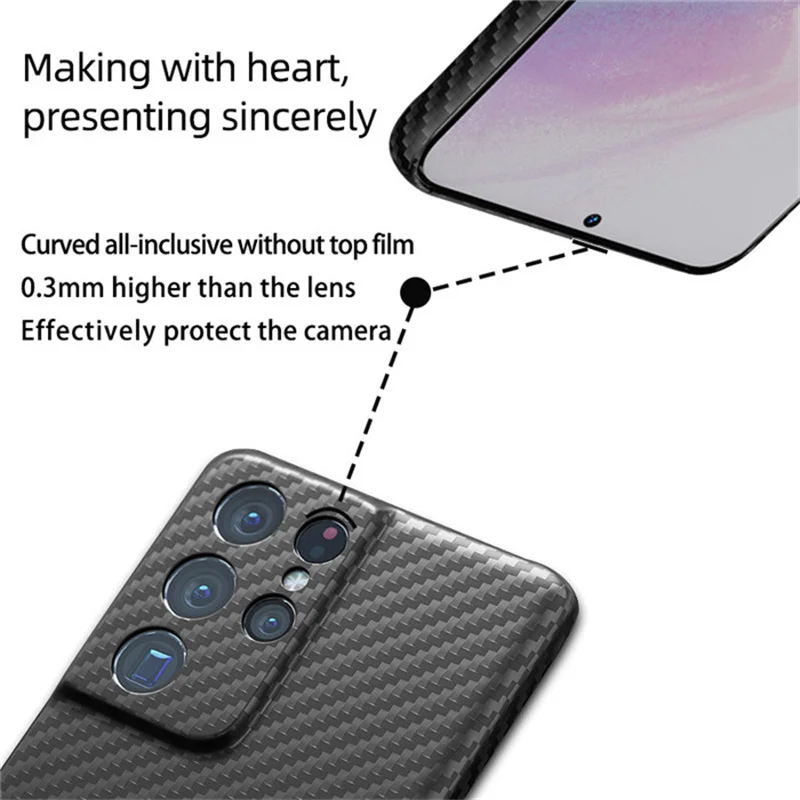 Karbon Fiber Kılıf Samsung Galaxy 21Ultra Durumda İnce Kamera Anti-fall Koruyucu Kapak İçin Galaxy 21 Ultra Telefon Aksesuarları - 4