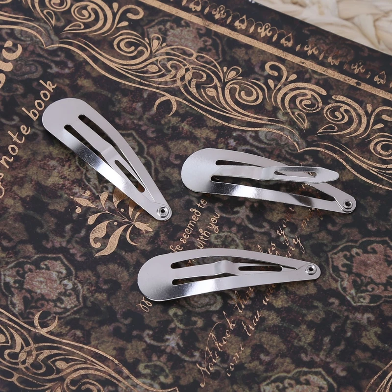 Sdotter 50 adet Gümüş Ton Yapış Saç Klipleri Zanaat Yay Şapkalar Dekorasyon DIY 4/5 / 6cm - 2