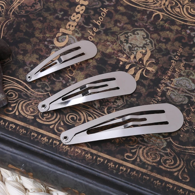 Sdotter 50 adet Gümüş Ton Yapış Saç Klipleri Zanaat Yay Şapkalar Dekorasyon DIY 4/5 / 6cm - 4