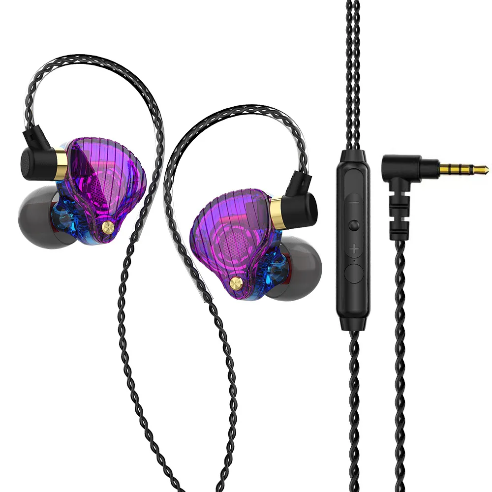 10 Adet SK3 3.5 mm Kablolu Çift sürücülü Kulaklık Stereo Bas Spor Koşu Kulaklık HIFI Monitör Kulaklık Handsfree Mikrofon İle - 0