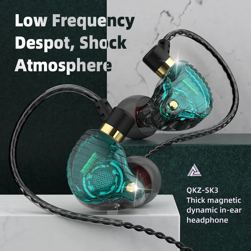 10 Adet SK3 3.5 mm Kablolu Çift sürücülü Kulaklık Stereo Bas Spor Koşu Kulaklık HIFI Monitör Kulaklık Handsfree Mikrofon İle - 1