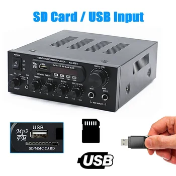 KS-33BT 800W Ev Dijital Amplifikatörler 2 Kanal Bluetooth 5.0 Surround Ses FM USB Uzaktan Kumanda HIFI Dijital Amplifikatör Hoparlör